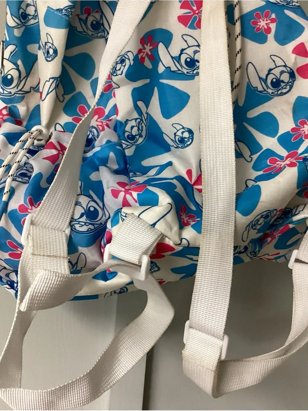 Blue & White Kids Backpack with Stitch Print Disney